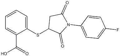2-{[1-(4-fluorophenyl)-2,5-dioxo-3-pyrrolidinyl]sulfanyl}benzoic acid Structure