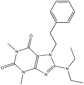 8-(diethylamino)-1,3-dimethyl-7-(2-phenylethyl)-3,7-dihydro-1H-purine-2,6-dione,,结构式