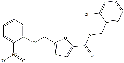 N-(2-chlorobenzyl)-5-({2-nitrophenoxy}methyl)-2-furamide 结构式