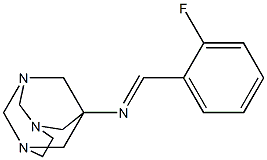 N-(2-fluorobenzylidene)-N-(1,3,6-triazatricyclo[4.3.1.1~3,8~]undec-8-yl)amine Struktur