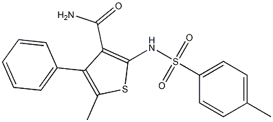 5-methyl-2-{[(4-methylphenyl)sulfonyl]amino}-4-phenyl-3-thiophenecarboxamide 化学構造式