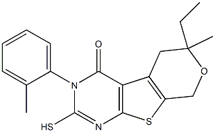 6-ethyl-6-methyl-3-(2-methylphenyl)-2-sulfanyl-3,5,6,8-tetrahydro-4H-pyrano[4',3':4,5]thieno[2,3-d]pyrimidin-4-one