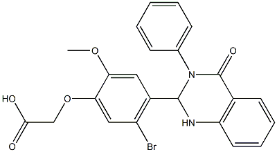 [5-bromo-2-methoxy-4-(4-oxo-3-phenyl-1,2,3,4-tetrahydro-2-quinazolinyl)phenoxy]acetic acid 结构式