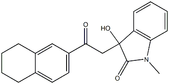 3-hydroxy-1-methyl-3-[2-oxo-2-(5,6,7,8-tetrahydro-2-naphthalenyl)ethyl]-1,3-dihydro-2H-indol-2-one 化学構造式