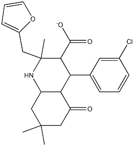 tetrahydro-2-furanylmethyl 4-(3-chlorophenyl)-2,7,7-trimethyl-5-oxo-1,4,5,6,7,8-hexahydro-3-quinolinecarboxylate 化学構造式