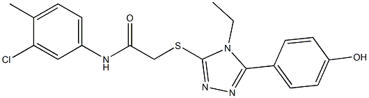 N-(3-chloro-4-methylphenyl)-2-{[4-ethyl-5-(4-hydroxyphenyl)-4H-1,2,4-triazol-3-yl]sulfanyl}acetamide 结构式