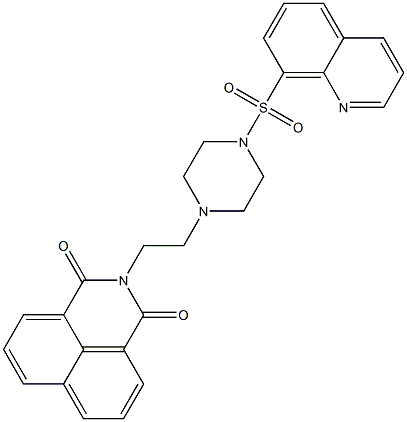 2-{2-[4-(8-quinolinylsulfonyl)-1-piperazinyl]ethyl}-1H-benzo[de]isoquinoline-1,3(2H)-dione 结构式