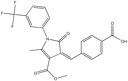 4-({4-(methoxycarbonyl)-5-methyl-2-oxo-1-[3-(trifluoromethyl)phenyl]-1,2-dihydro-3H-pyrrol-3-ylidene}methyl)benzoic acid Struktur