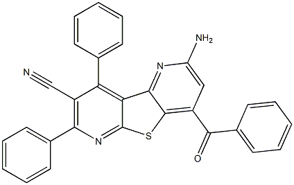 2-amino-4-benzoyl-7,9-diphenylpyrido[2',3':4,5]thieno[2,3-b]pyridine-8-carbonitrile Struktur