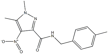 4-nitro-1,5-dimethyl-N-(4-methylbenzyl)-1H-pyrazole-3-carboxamide Struktur