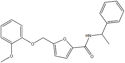 5-[(2-methoxyphenoxy)methyl]-N-(1-phenylethyl)-2-furamide 化学構造式