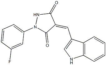 1-(3-fluorophenyl)-4-(1H-indol-3-ylmethylene)-3,5-pyrazolidinedione,,结构式