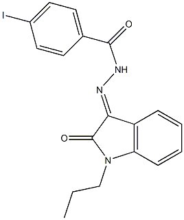 4-iodo-N'-(2-oxo-1-propyl-1,2-dihydro-3H-indol-3-ylidene)benzohydrazide 化学構造式