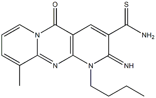 1-butyl-2-imino-10-methyl-5-oxo-1,5-dihydro-2H-dipyrido[1,2-a:2,3-d]pyrimidine-3-carbothioamide,,结构式