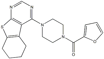 4-[4-(2-furoyl)-1-piperazinyl]-5,6,7,8-tetrahydro[1]benzothieno[2,3-d]pyrimidine 结构式