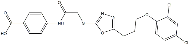 4-{[({5-[3-(2,4-dichlorophenoxy)propyl]-1,3,4-oxadiazol-2-yl}sulfanyl)acetyl]amino}benzoic acid Structure