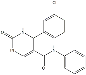 4-(3-chlorophenyl)-6-methyl-2-oxo-N-phenyl-1,2,3,4-tetrahydro-5-pyrimidinecarboxamide,,结构式