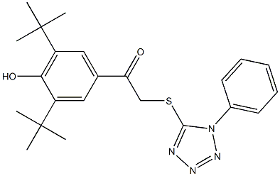 1-(3,5-ditert-butyl-4-hydroxyphenyl)-2-[(1-phenyl-1H-tetraazol-5-yl)sulfanyl]ethanone Struktur