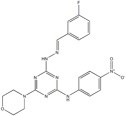 3-fluorobenzaldehyde [4-{4-nitroanilino}-6-(4-morpholinyl)-1,3,5-triazin-2-yl]hydrazone 化学構造式