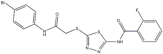 N-(5-{[2-(4-bromoanilino)-2-oxoethyl]sulfanyl}-1,3,4-thiadiazol-2-yl)-2-fluorobenzamide Struktur