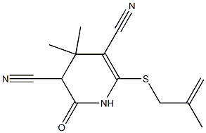 4,4-dimethyl-6-[(2-methyl-2-propenyl)sulfanyl]-2-oxo-1,2,3,4-tetrahydro-3,5-pyridinedicarbonitrile,,结构式