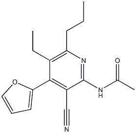 N-[3-cyano-5-ethyl-4-(2-furyl)-6-propyl-2-pyridinyl]acetamide Struktur