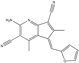 2-amino-5-(2-furylmethylene)-4,6-dimethyl-5H-cyclopenta[b]pyridine-3,7-dicarbonitrile,,结构式