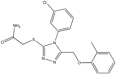 2-({4-(3-chlorophenyl)-5-[(2-methylphenoxy)methyl]-4H-1,2,4-triazol-3-yl}sulfanyl)acetamide,,结构式