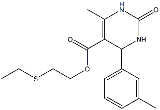 2-(ethylsulfanyl)ethyl 6-methyl-4-(3-methylphenyl)-2-oxo-1,2,3,4-tetrahydro-5-pyrimidinecarboxylate,,结构式