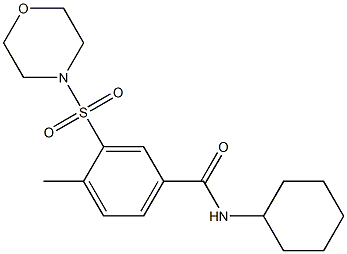 N-cyclohexyl-4-methyl-3-(4-morpholinylsulfonyl)benzamide,,结构式