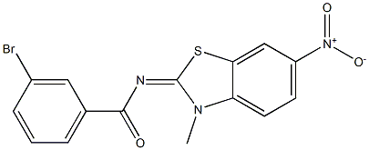 3-bromo-N-(6-nitro-3-methyl-1,3-benzothiazol-2(3H)-ylidene)benzamide Structure