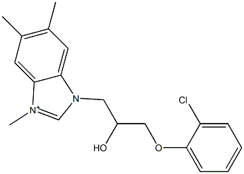 3-[3-(2-chlorophenoxy)-2-hydroxypropyl]-1,5,6-trimethyl-3H-benzimidazol-1-ium,,结构式