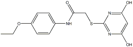 2-[(4,6-dihydroxy-2-pyrimidinyl)sulfanyl]-N-(4-ethoxyphenyl)acetamide Structure