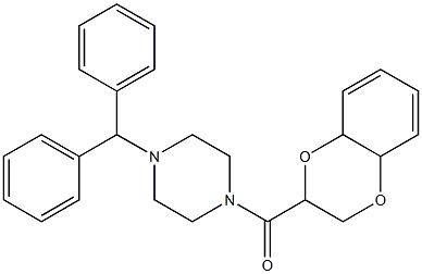 1-(2,3,4a,8a-tetrahydro-1,4-benzodioxin-2-ylcarbonyl)-4-benzhydrylpiperazine,,结构式