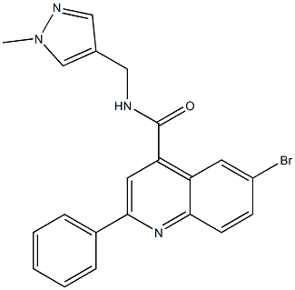 6-bromo-N-[(1-methyl-1H-pyrazol-4-yl)methyl]-2-phenyl-4-quinolinecarboxamide,,结构式