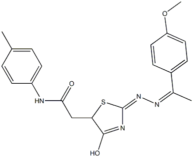 2-(4-hydroxy-2-{[1-(4-methoxyphenyl)ethylidene]hydrazono}-2,5-dihydro-1,3-thiazol-5-yl)-N-(4-methylphenyl)acetamide,,结构式