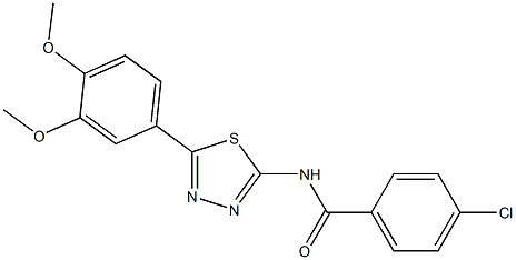 N-{5-[3,4-bis(methyloxy)phenyl]-1,3,4-thiadiazol-2-yl}-4-chlorobenzamide Structure