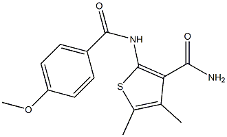 2-[(4-methoxybenzoyl)amino]-4,5-dimethylthiophene-3-carboxamide Struktur