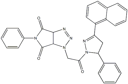1-{2-[3-(1-naphthyl)-5-phenyl-4,5-dihydro-1H-pyrazol-1-yl]-2-oxoethyl}-5-phenyl-3a,6a-dihydropyrrolo[3,4-d][1,2,3]triazole-4,6(1H,5H)-dione Struktur