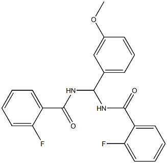 2-fluoro-N-[[(2-fluorobenzoyl)amino](3-methoxyphenyl)methyl]benzamide,,结构式