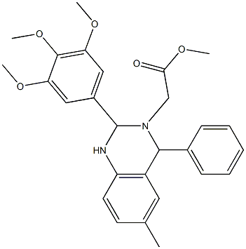 methyl (6-methyl-4-phenyl-2-(3,4,5-trimethoxyphenyl)-1,4-dihydro-3(2H)-quinazolinyl)acetate 化学構造式