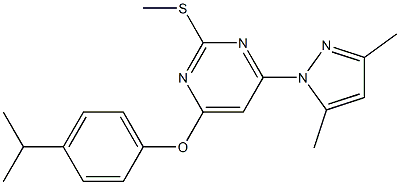 4-(3,5-dimethyl-1H-pyrazol-1-yl)-6-(4-isopropylphenoxy)-2-(methylsulfanyl)pyrimidine Structure