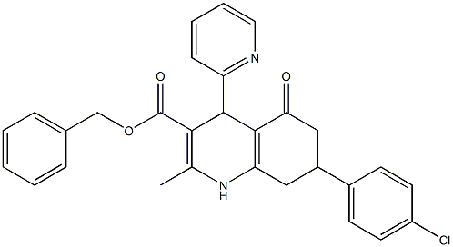 benzyl 7-(4-chlorophenyl)-2-methyl-5-oxo-4-(2-pyridinyl)-1,4,5,6,7,8-hexahydro-3-quinolinecarboxylate,,结构式