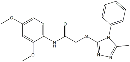 N-[2,4-bis(methyloxy)phenyl]-2-[(5-methyl-4-phenyl-4H-1,2,4-triazol-3-yl)sulfanyl]acetamide Struktur