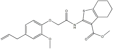 methyl 2-{[(4-allyl-2-methoxyphenoxy)acetyl]amino}-4,5,6,7-tetrahydro-1-benzothiophene-3-carboxylate Struktur