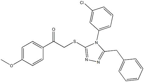 2-{[5-benzyl-4-(3-chlorophenyl)-4H-1,2,4-triazol-3-yl]sulfanyl}-1-(4-methoxyphenyl)ethanone 结构式
