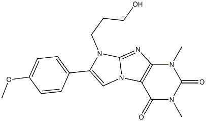 8-(3-hydroxypropyl)-7-(4-methoxyphenyl)-1,3-dimethyl-1H-imidazo[2,1-f]purine-2,4(3H,8H)-dione 化学構造式