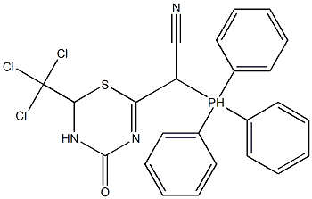 (4-oxo-2-(trichloromethyl)-3,4-dihydro-2H-1,3,5-thiadiazin-6-yl)(triphenyl-lambda~5~-phosphanyl)acetonitrile,,结构式