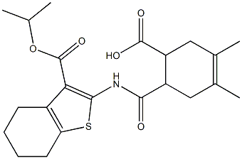 6-({[3-(isopropoxycarbonyl)-4,5,6,7-tetrahydro-1-benzothien-2-yl]amino}carbonyl)-3,4-dimethyl-3-cyclohexene-1-carboxylic acid Structure