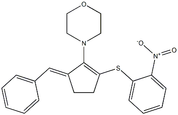 4-[5-benzylidene-2-({2-nitrophenyl}sulfanyl)-1-cyclopenten-1-yl]morpholine,,结构式